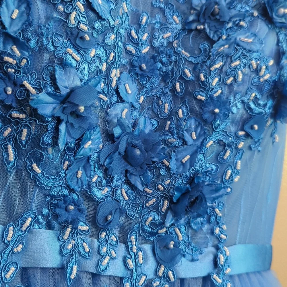 Blue floral prom dress - Picture 2 of 6